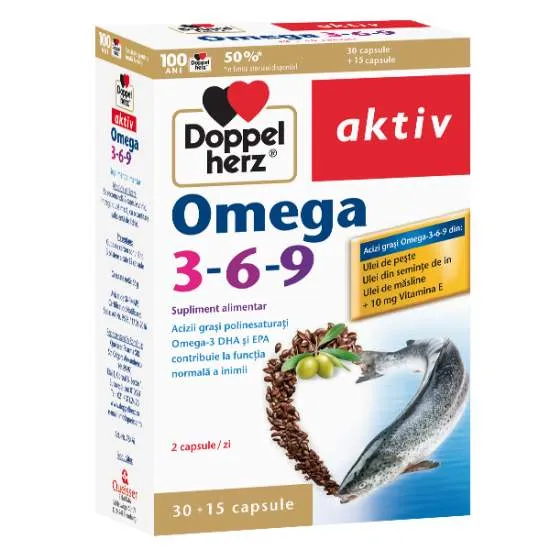 DOPPELHERZ AKTIV OMEGA 3-6-9 X 30 CAPSULE + 15 CAPSULE GRATIS