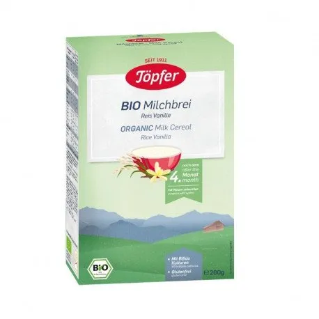 TOPFER Cereale Bio Orez, lapte + vanilie, 4 luni, 200 g