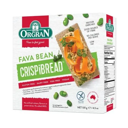 Paine uscata din fasole Fava, 130 g, Orgran