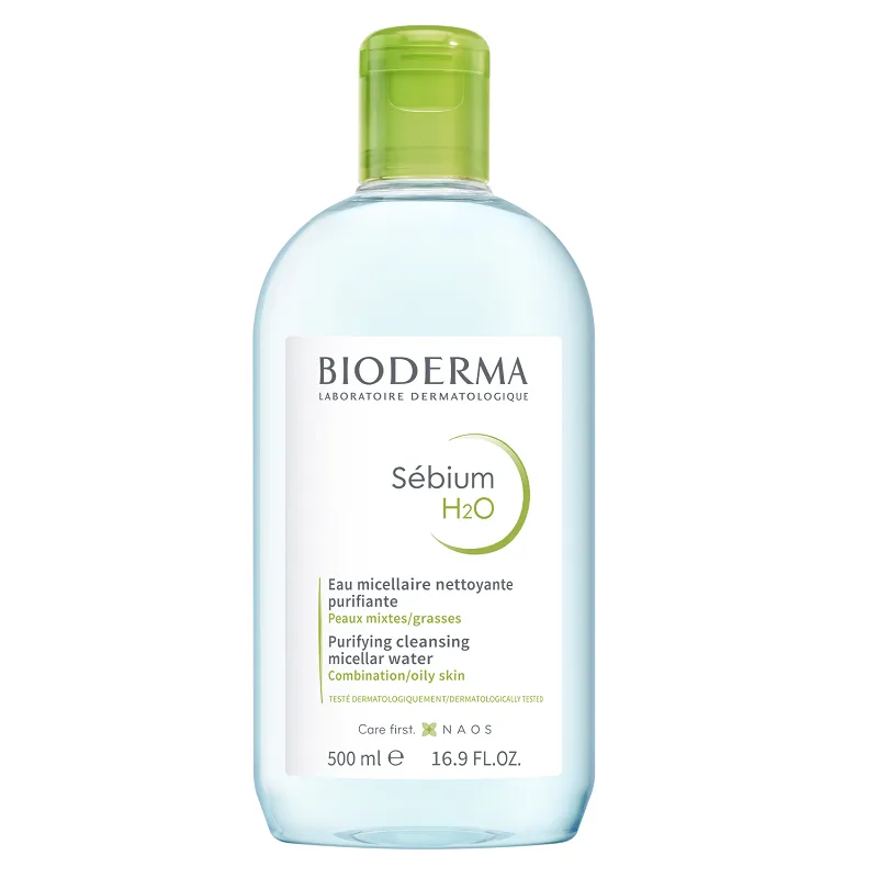 Soluție micelară ten mixt și gras H2O Sebium, 500 ml, Bioderma