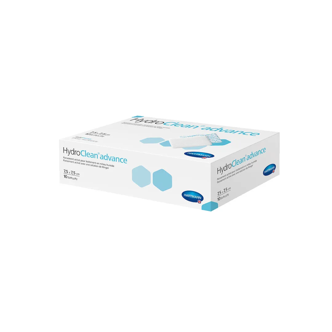 Pansament activat cu solutie Ringer, HydroClean Advance, 7,5 x 7,5 cm, 1 cutie/10 bucati, Hartmann