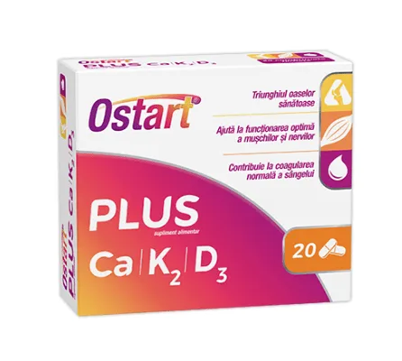 Ostart Plus Ca 1500 + K2 + D3 10 comprimate