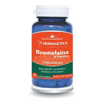 Bromelaina si Papaina, 30 capsule, Herbagetica