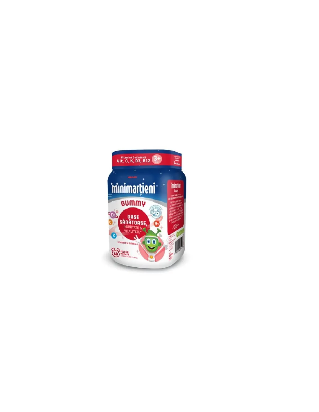 Minimarțieni cu aromă de fructe Gummy Bone Active, 60 jeleuri, Walmark
