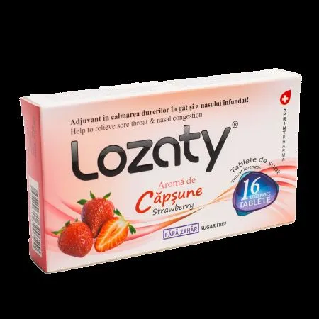 Lozaty capsuni fara zahar, 16 tablete, Meksmar