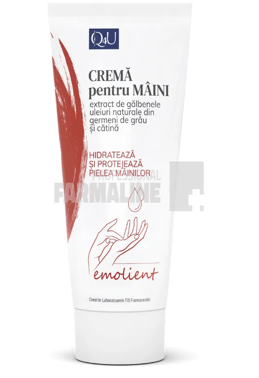 Tis  Q4U Crema emolienta pentru maini cu Vitamine A, E si extracte naturale 100 ml