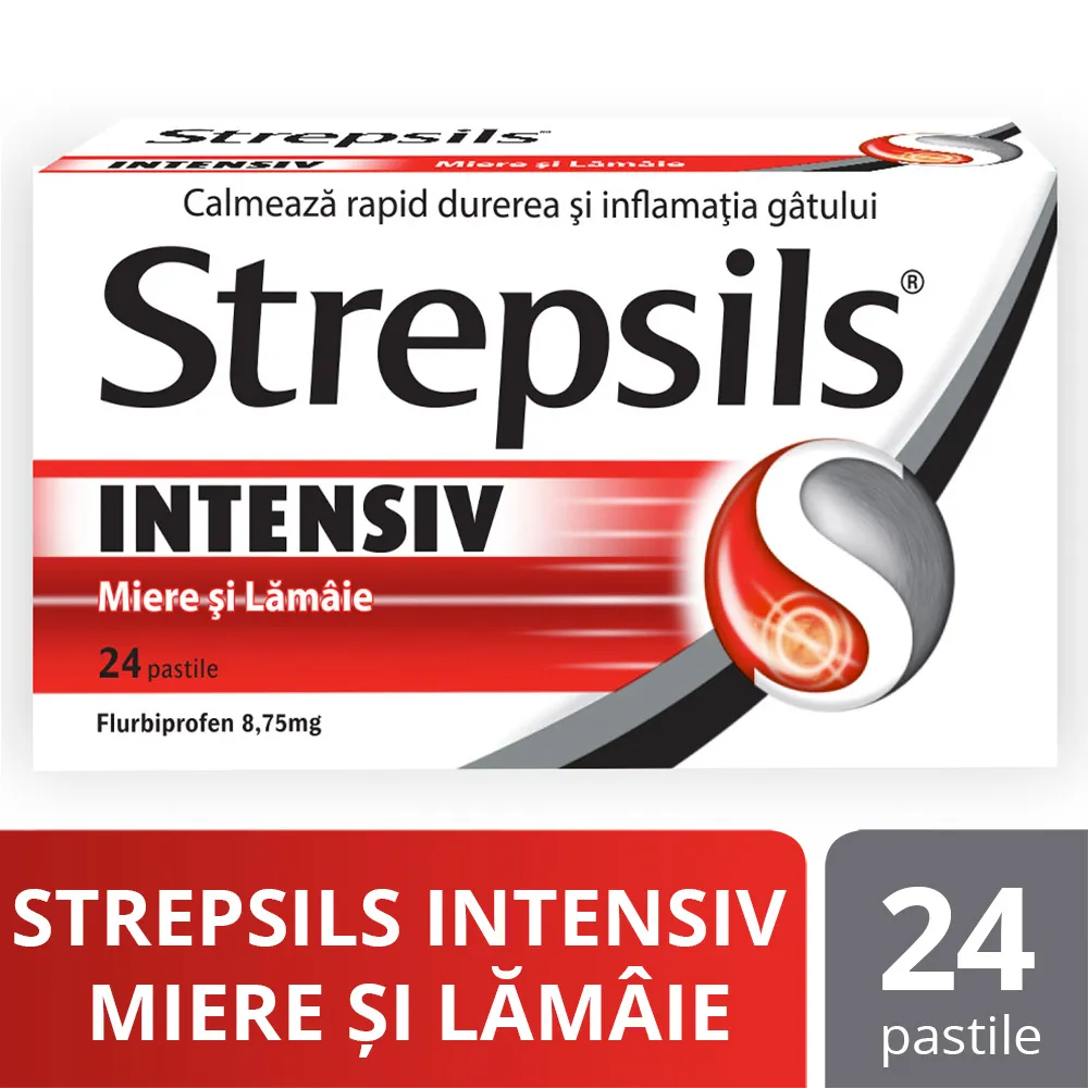 Strepsils intensiv miere si lamaie 24 comprimate