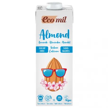 Lapte Bio migdale cu calciu marin fara zahar x 1l (Ecomil)