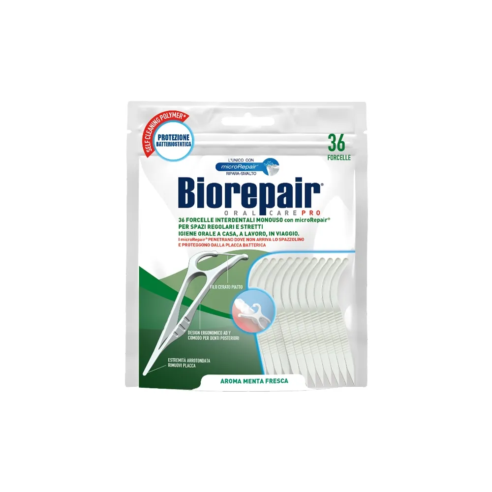 Dispozitiv interdentar bifunctional 2 in 1 ata si scobitoare, 36buc, Biorepair