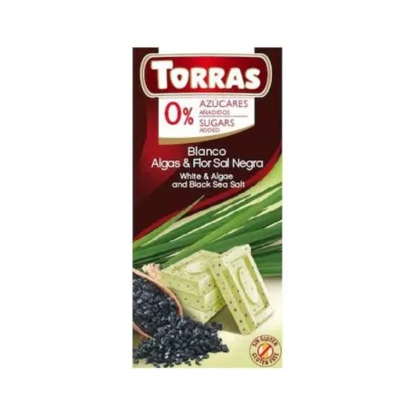 TORRAS Ciocolata alba cu alge si sare de mare fara zahar si gluten, 75g