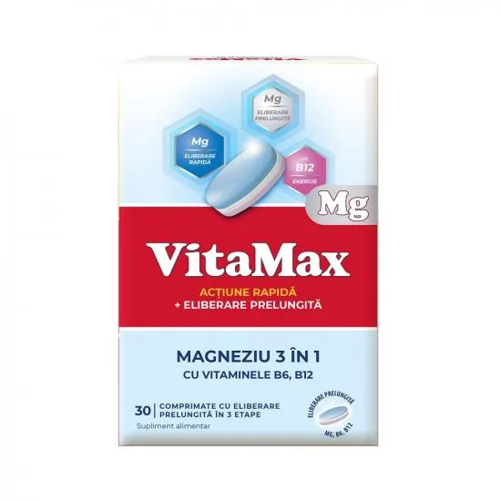 Vitamax Magneziu 3in1,  30cpr, Omega Pharma