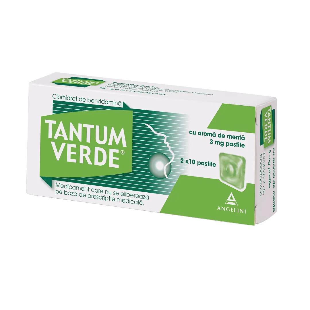 Tantum Verde cu aroma de menta, 20 dropsuri, Csc Pharmaceuticals
