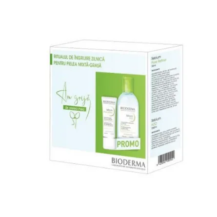 Bioderma Pachet promotional Sebium Pore refiner x 30ml + Sebium H2O lotiune micelara x 250ml