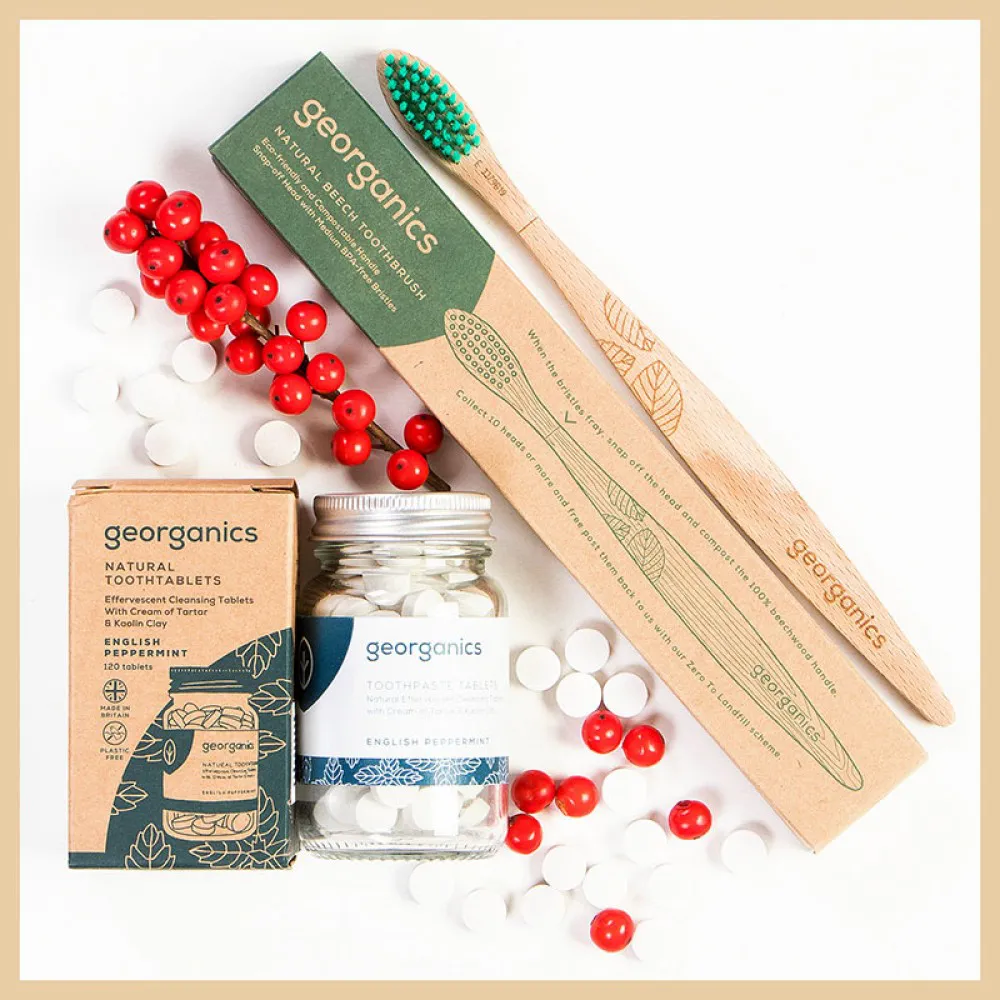 Duo zero waste - English Peppermint tablete + periuta, Georganics