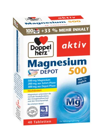 DOPPELHERZ AKTIV MAGNEZIU 500 X 30 COMPRIMATE + 10 COMPRIMATE GRATIS