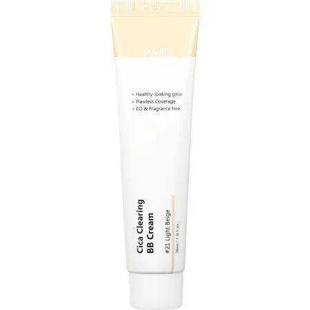 Crema coloranta de fata BB Cream 21 Light Beige Cica Clearing, 30 ml, Purito