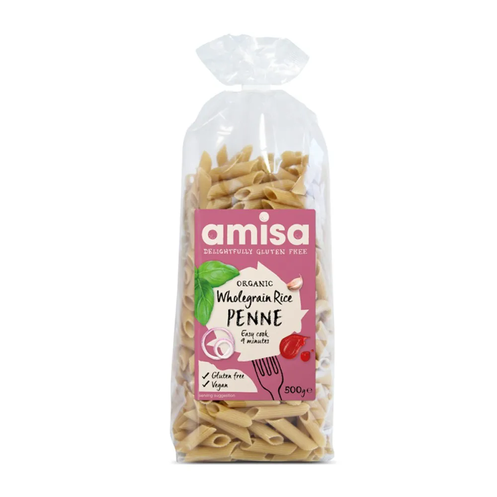 Penne din orez integral fara gluten bio (500 grame)