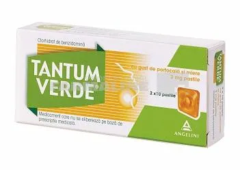 Tantum verde cu gust de portocala si miere 3 mg 20 dropsuri