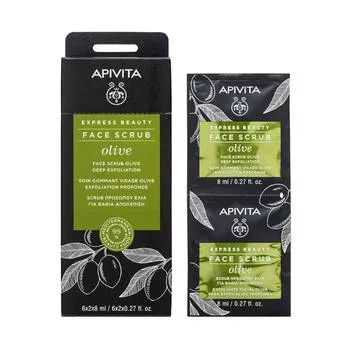 Apivita Express Beauty Masca faciala exfolianta din extract de masline, 2x8ml