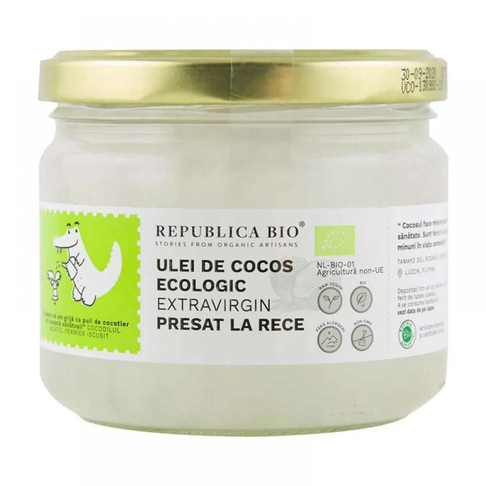 Ulei de cocos extravirgin presat la rece (280 ml), Republica Bio