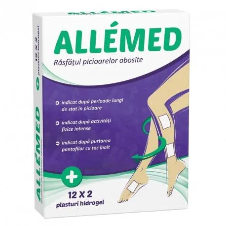 Allemed x 2 plasturi hidrogel, pentru picioare obosite