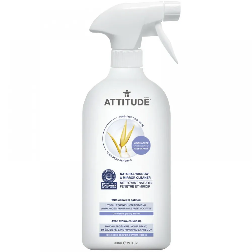 Sensitive Skin Natural Solutie de curatat geamuri si oglinzi (800 ml), Attitude