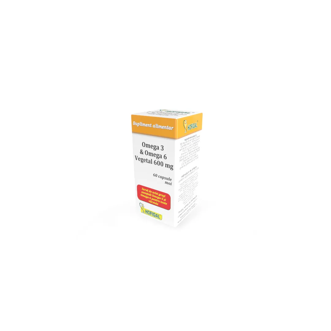 Omega 3 & Omega 6 vegetal 600mg, 60 capsule, Hofigal