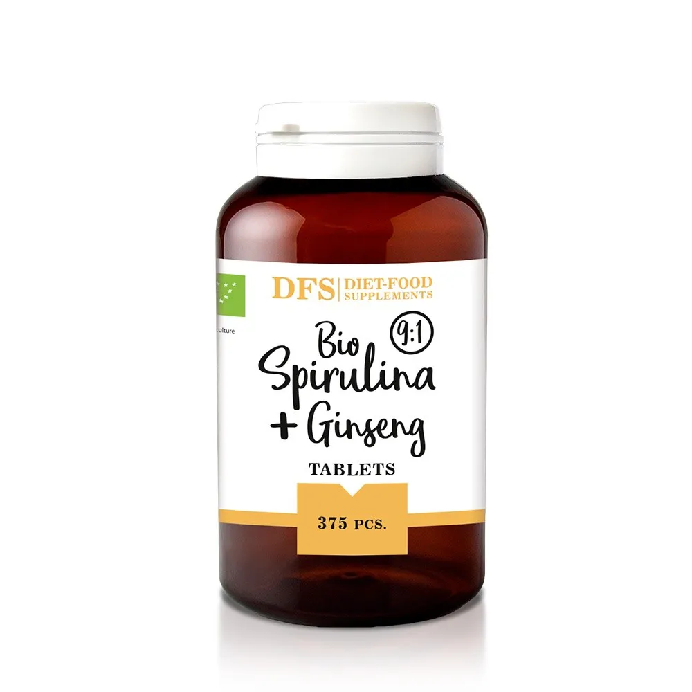 Bio Spirulina + ginseng - 375 tablete bio x 400mg - (150g), Diet-Food