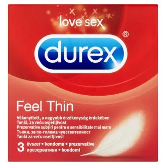 Prezervative Feel Thin, 3 bucati, Durex