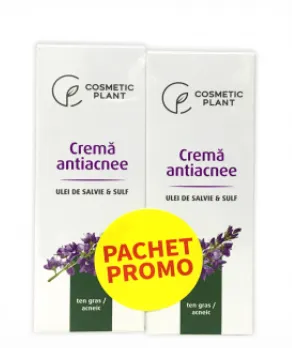 Crema antiacnee cu ulei de salvie si sulf, Pachet Promo 2 x 30 ml, Cosmetic Plant