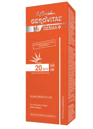 Fluid protectie solara SPF20 H3 Derma+, 150 ml, Gerovital 4630