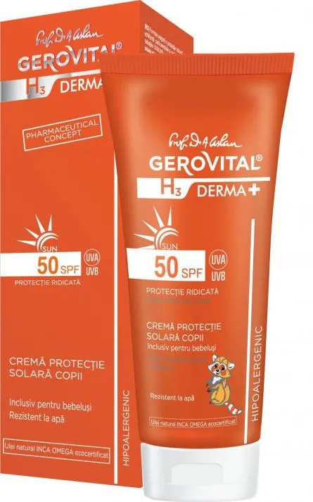 Crema protectie solara copii SPF50+ H3 Derma+, 100 ml, Gerovital 4634