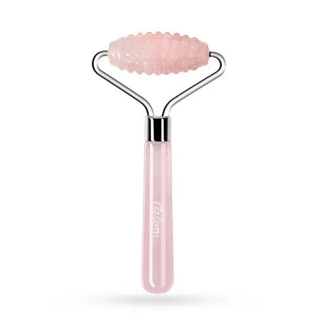 Mini Rola texturata de masaj facial din quartz roz, Meloni Care