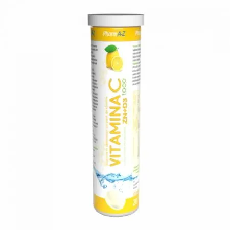 Vitamina C 1000 ZN+D3 efervescenta, 20 comprimate, PharmA-Z