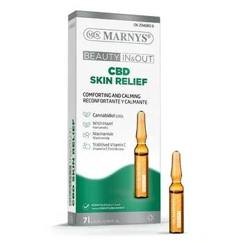 CBD Skin Relief cu canabidiol + apa de hamamelis + vitamina c stabilizata + vitamina B3, 7 fiole, Marnys