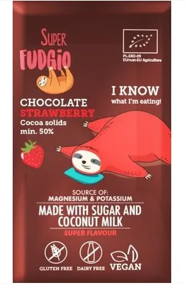 Ciocolata cu capsuni bio, 80g, Super Fudgio
