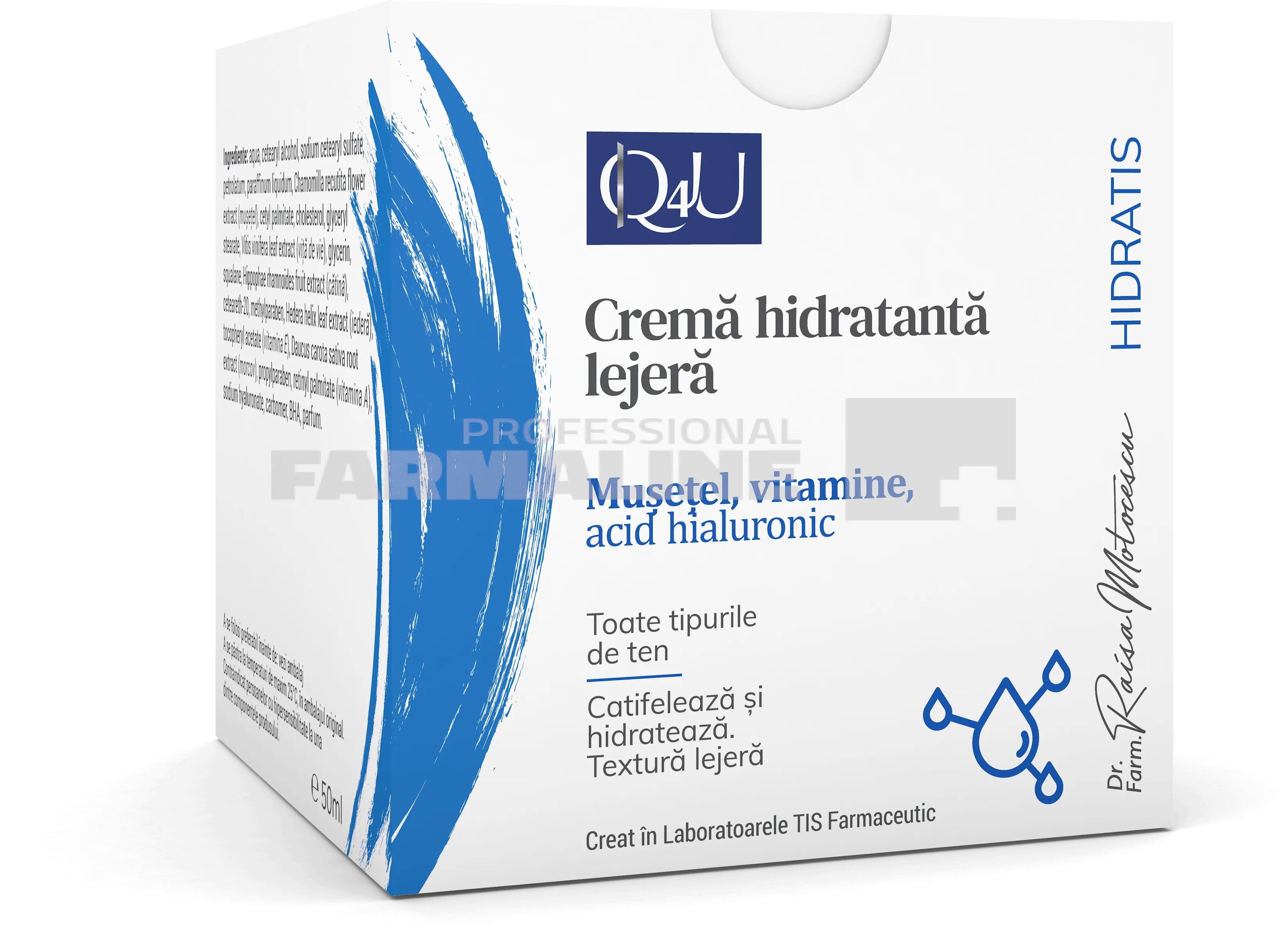 Tis Q4U Crema lejera cu Vitamine, Musetel si Acid Hialuronic 50 ml