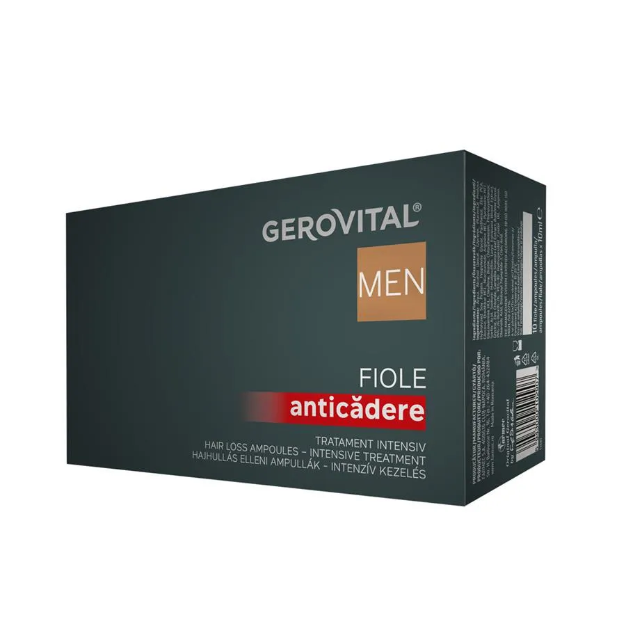 Fiole Anticadere Tratament Intensiv, 10 fiole, Gerovital Men 368