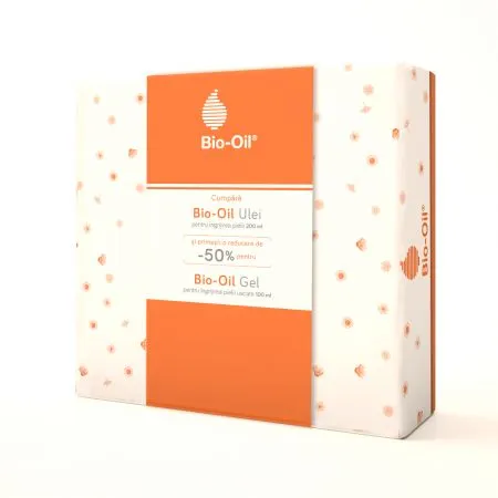 Pachet Ulei pentru ingrijirea pielii, 200 ml + Gel pentru ingrijirea pielii uscate, 100 ml, Bio Oil