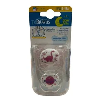 Suzeta silicon Nivel 2 design fosforescent culori asortate, 2 bucati, Dr. Brown's
