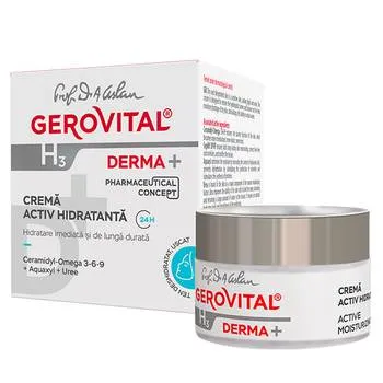 Crema activ hidratanta 24h H3 Derma+, 50ml, Gerovital
