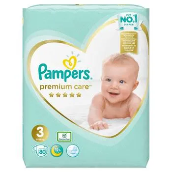 Scutece Premium Care Jumbo Pack marimea 3 pentru 6-10kg, 80 bucati, Pampers