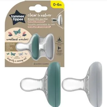 Suzete Closer to Nature Verde/Gri 0-6 luni, 2 bucati, Tommee Tippee