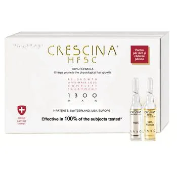 Tratament pentru par HFSC Transdermic Treatment 1300 Man Crescina, 10+10 fiole, Labo