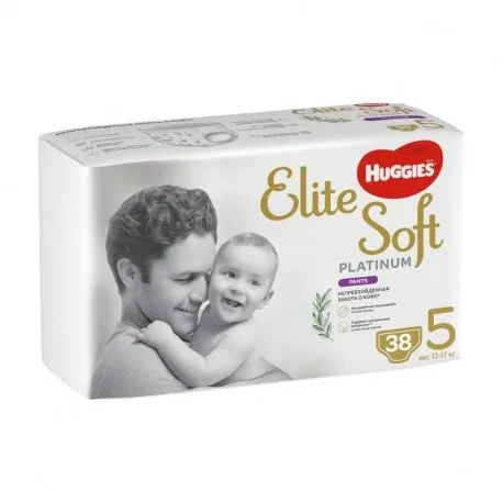 Huggies Nr.5 Elite Soft Pants Platinum Mega 12-17kg, 38 bucati