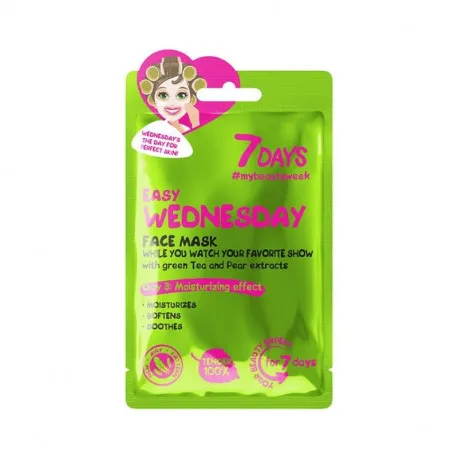 7DAYS Masca de Fata Easy Wednesday cu Ceai Verde si Pere, 28g