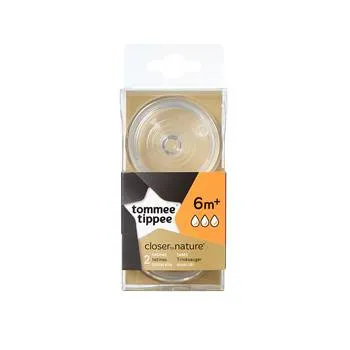 Tetina anti-colici cu flux rapid Closer to Nature 6 luni+, 2 bucati, Tommee Tippee
