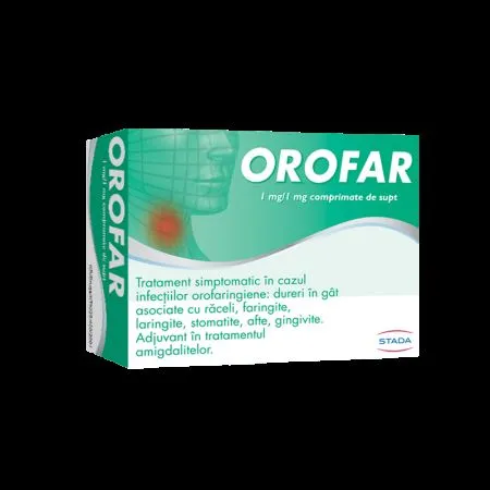 Orofar, 1 mg/1 mg, 24 comprimate de supt, Stada