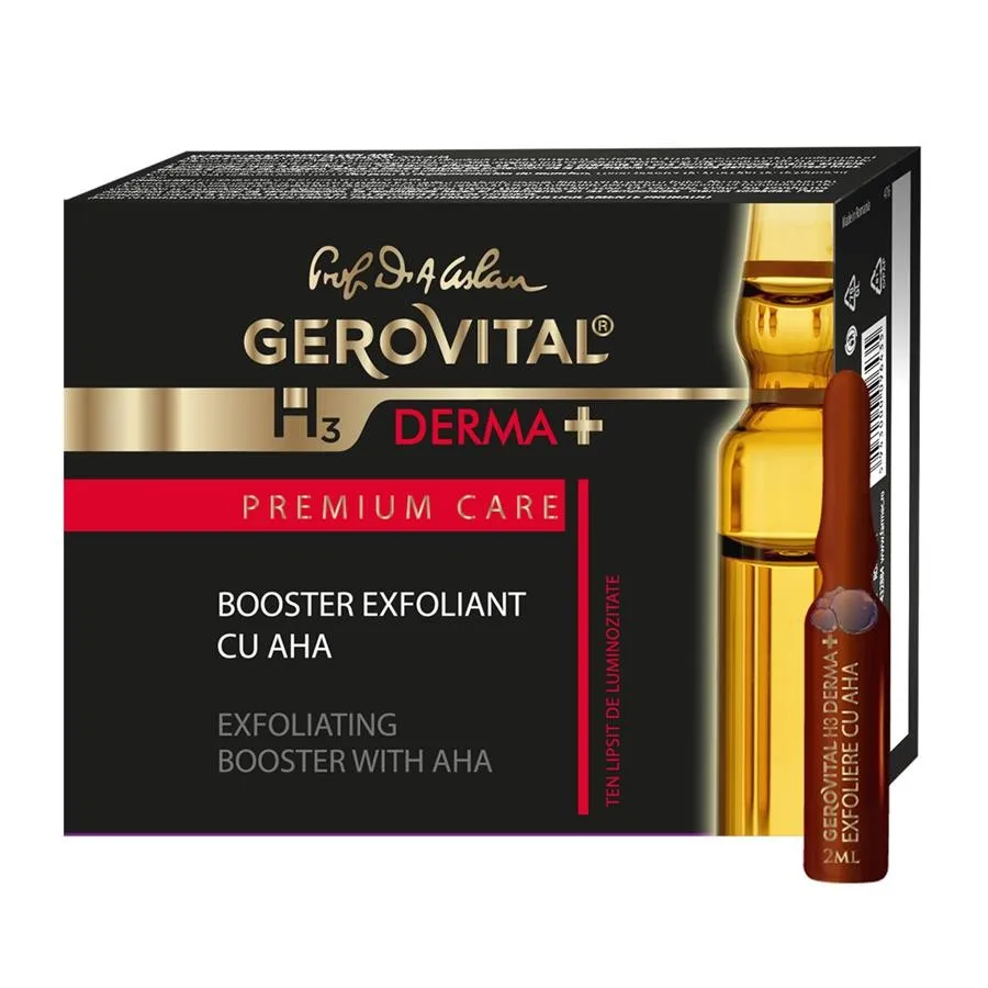 GEROVITAL H3 DERMA+ PREMIUM CARE BOOSTER EXFOLIANT CU AHA 4 FIOLE X 2ML