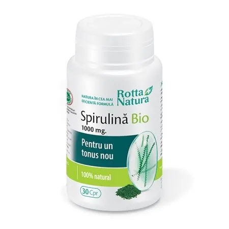 Spirulina Bio, 1000 mg, 30 comprimate, Rotta Natura